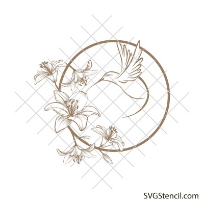 Hummingbird with lily svg