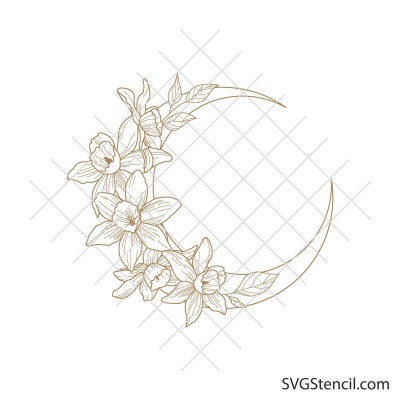 Daffodils and the moon svg