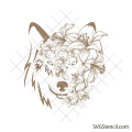 Wolf face with lilies svg