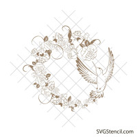 Hummingbird and roses svg