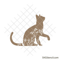 Cat with wildflowers svg