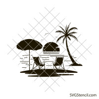 Beach scene svg | Ocean waves svg