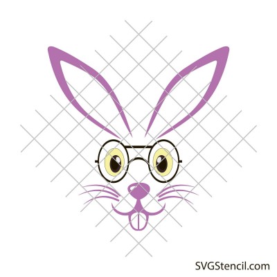 Easter bunny face with glasses svg
