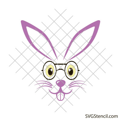 Easter bunny face with glasses svg Easter bunny face with glasses svg