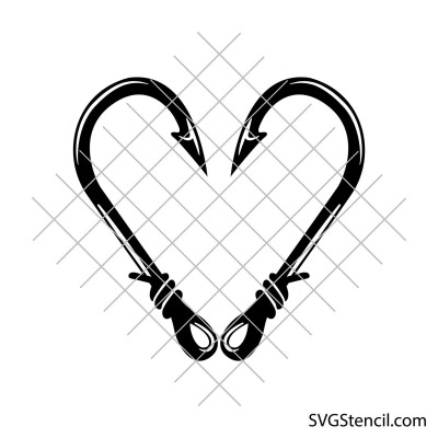 Fish hook heart svg | Fishing hook svg