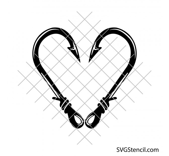 Fish hook heart svg | Fishing hook svg