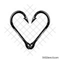 Fish hook heart svg | Fishing hook svg