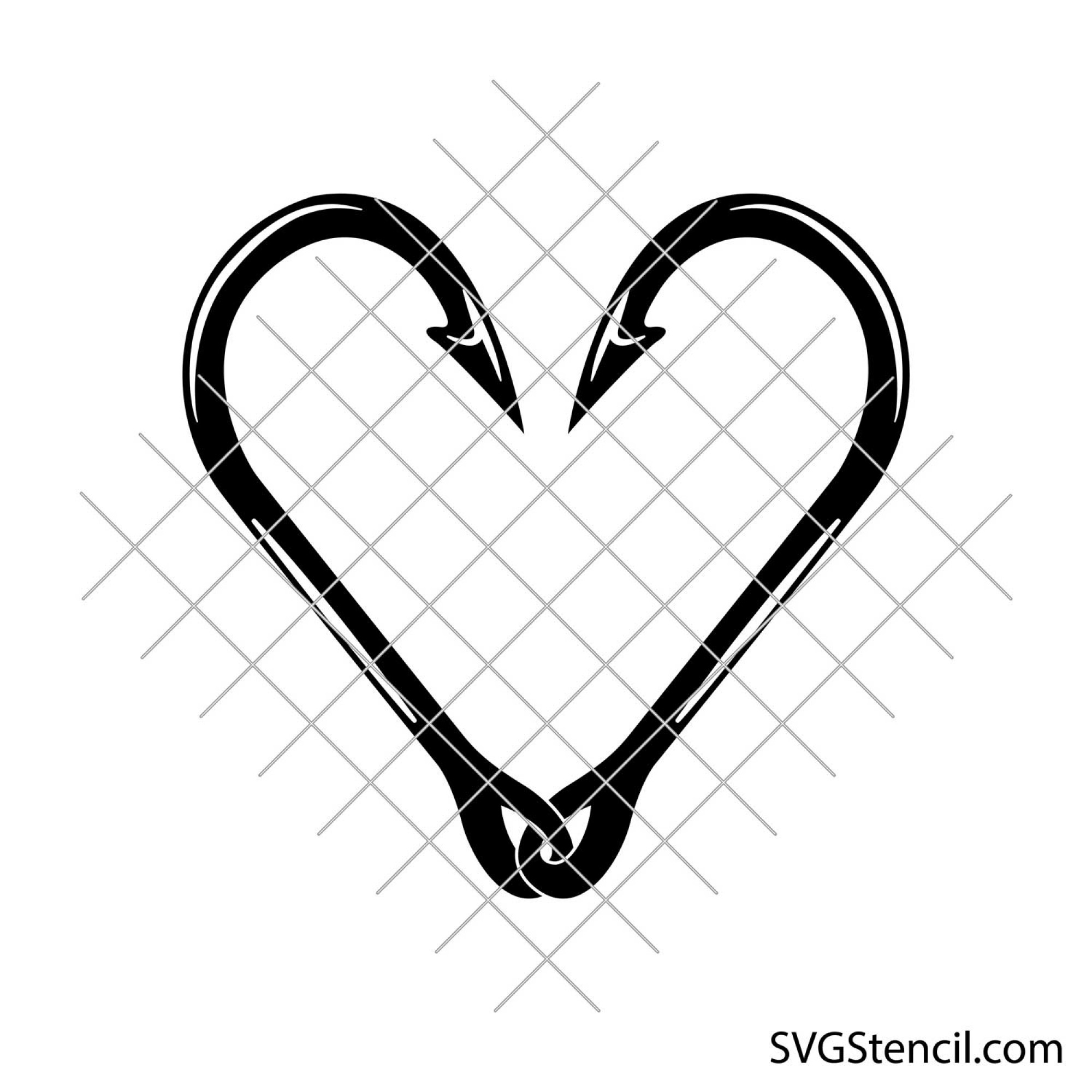Fish hooks svg | Love fishing svg | Realistic hooks svg - SVGStencil
