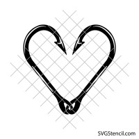 Fish hook heart svg | Fishing hook svg