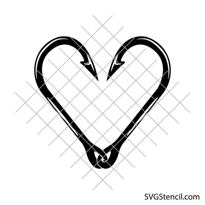 Fish hook heart svg | Fishing hook svg