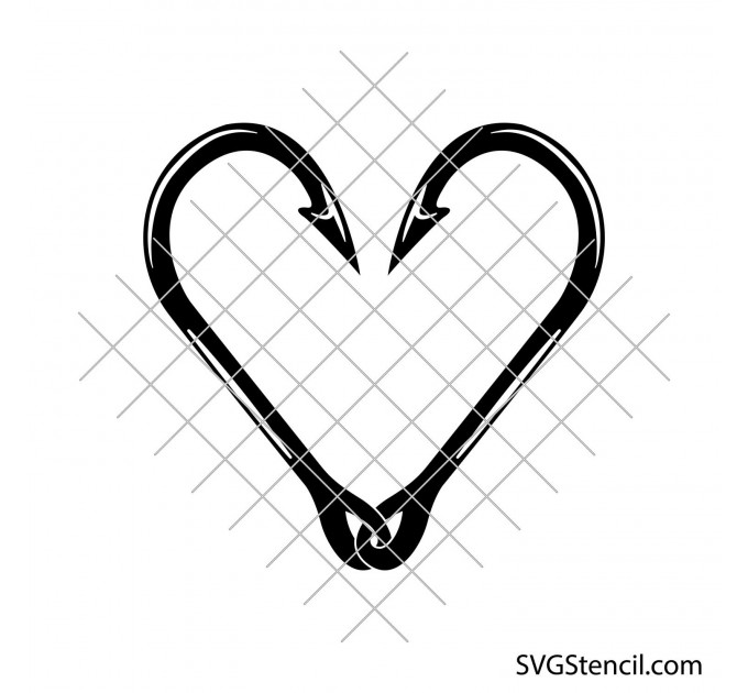 Fish hook heart svg | Fishing hook svg