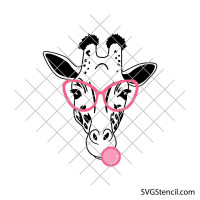 Giraffe head svg | Giraffe with glasses svg