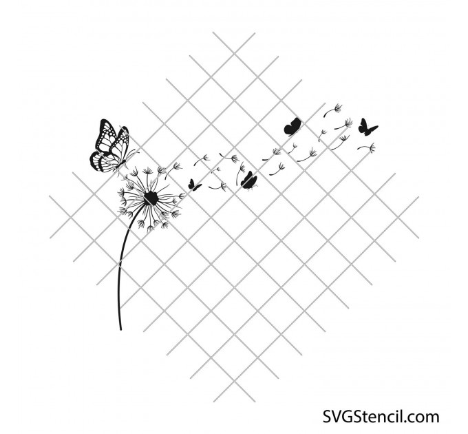 Dandelion with butterflies svg