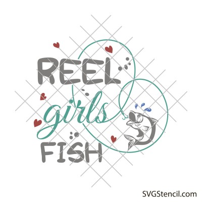 Reel girls fish svg | Fishing girl svg