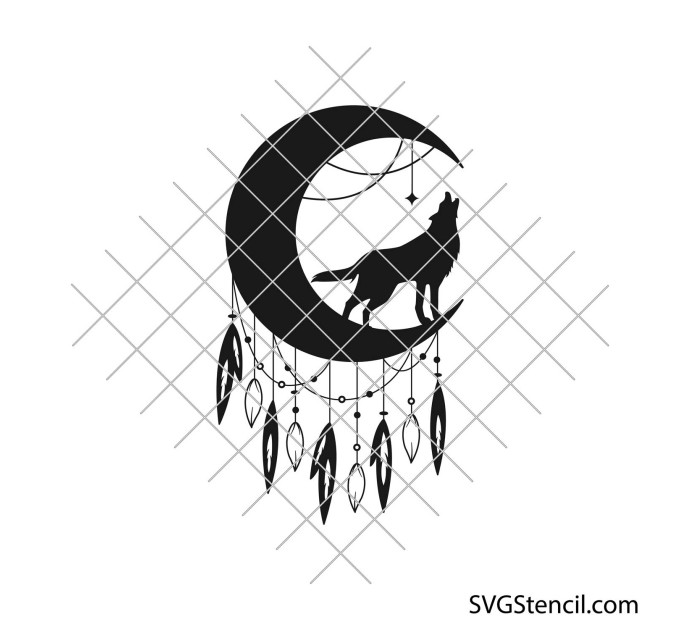 Wolf dreamcatcher svg | Celestial svg