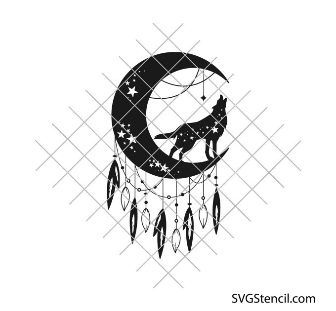 Wolf dreamcatcher svg | Celestial svg