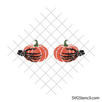 Skeleton hands holding pumpkins svg