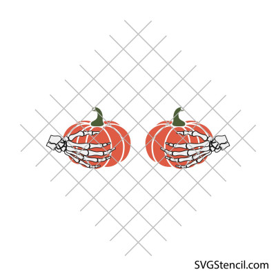 Skeleton hands holding pumpkins svg