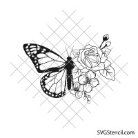 Half butterfly half flower svg