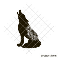 Howling wolf mandala svg