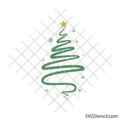 Swirly Christmas tree with star svg