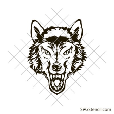 Realistic wolf head svg | Wild wolf svg