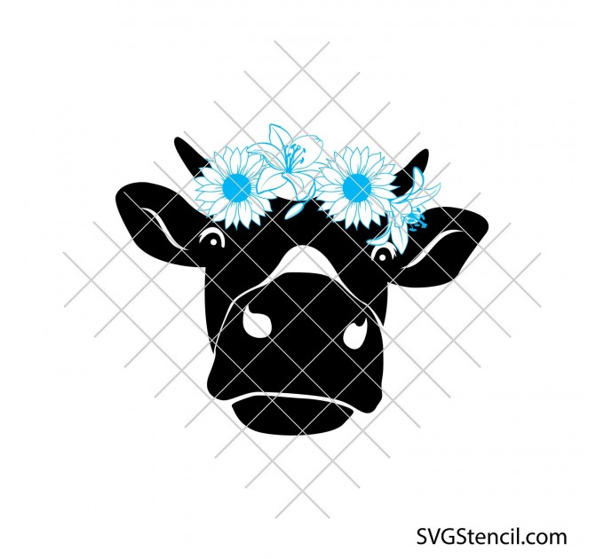 Cow with flower crown svg