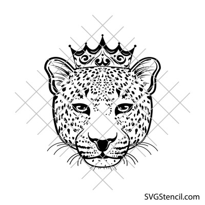 Leopard with king crown svg
