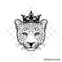 Leopard with king crown svg