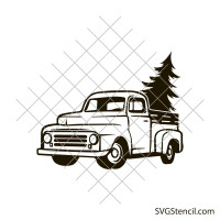 Old truck svg | Truck with tree svg