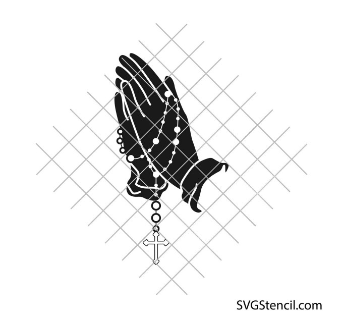 Praying hands with rosary svg