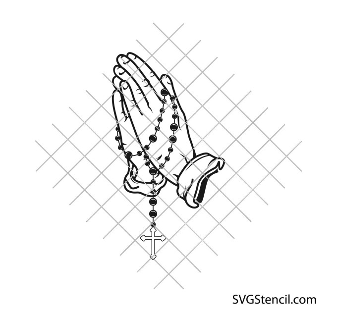 Praying hands with rosary svg