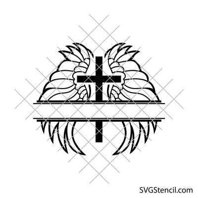 Cross with angel wings svg