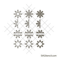 Snowflake monogram svg | Split snowflake svg