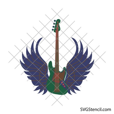 Electric guitar and angel wings svg | 4-Layer design