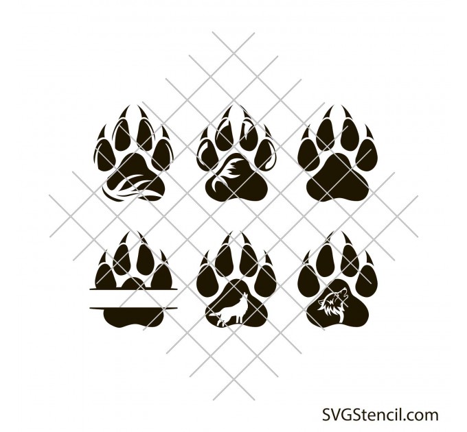 Wolf paw svg | Paw monogram svg