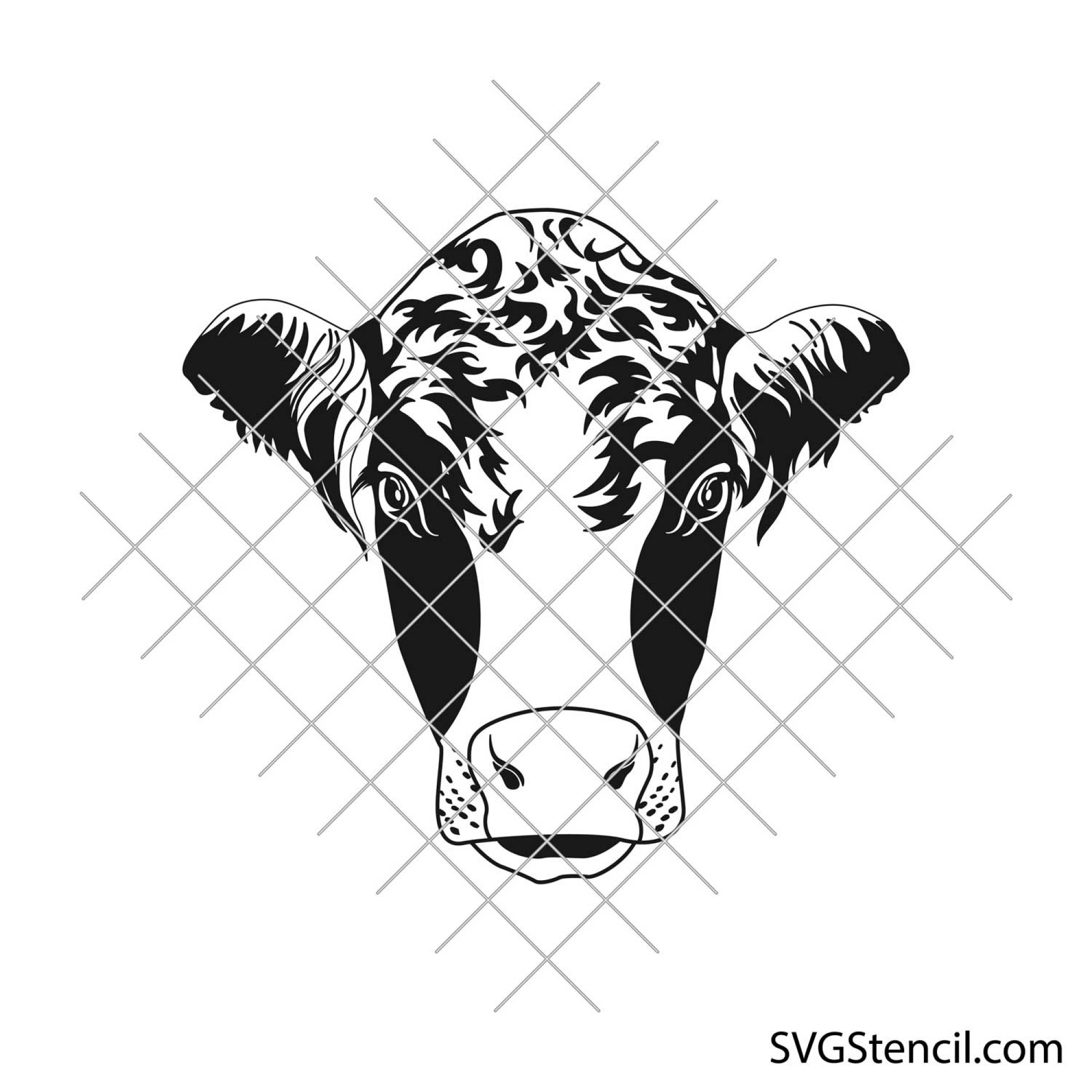 Farm animal svg | Cow head svg | Christmas cow svg - SVGStencil, image size:2000x2000