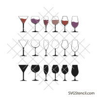 Wine glasses svg bundle