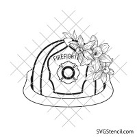 Fireman's wife svg | Floral fireman hat svg