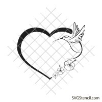 Hummingbird heart svg | Flying bird svg