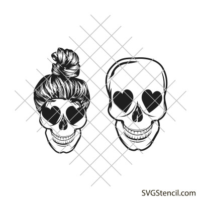 Valentine skull head svg