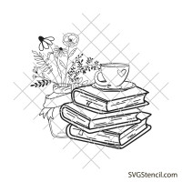 Books with flowers svg | Floral book svg