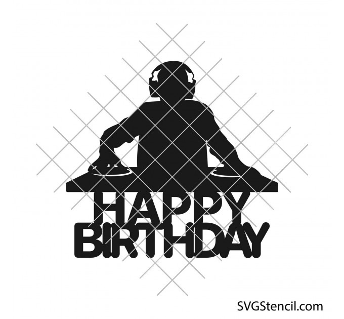 Disk Jockey birthday cake topper svg