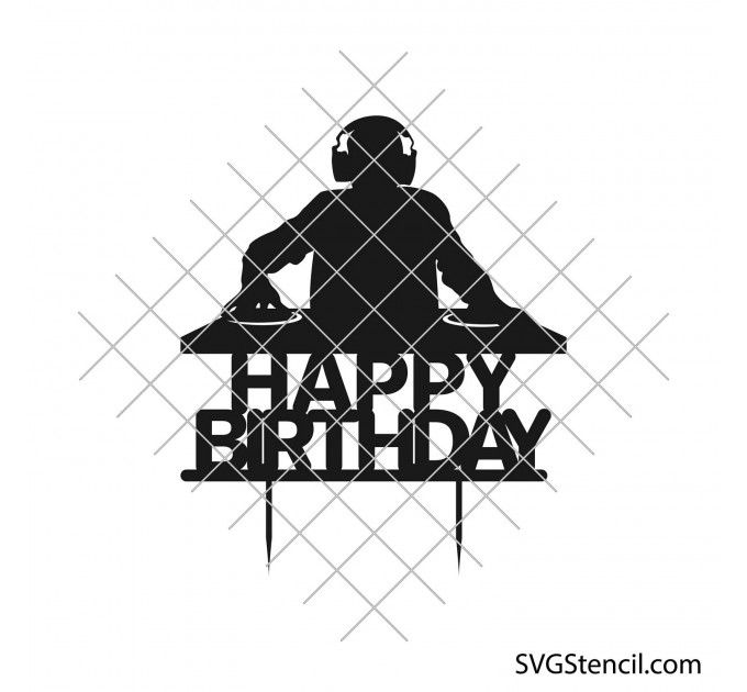 Disk Jockey birthday cake topper svg