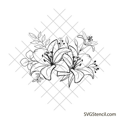 Bouquet of lilies svg | Floral bouquet svg