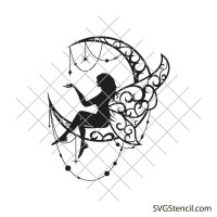 Celestial dreamcatcher fairy svg | Moon fairy svg