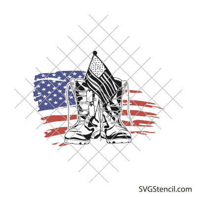 Combat boots with US flag svg
