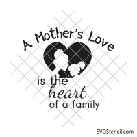A mother's love is the heart of the family svg