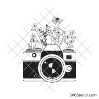 Floral camera svg | Wildflowers and camera svg