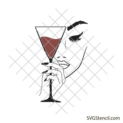 Woman with a glass svg | Wine girl svg